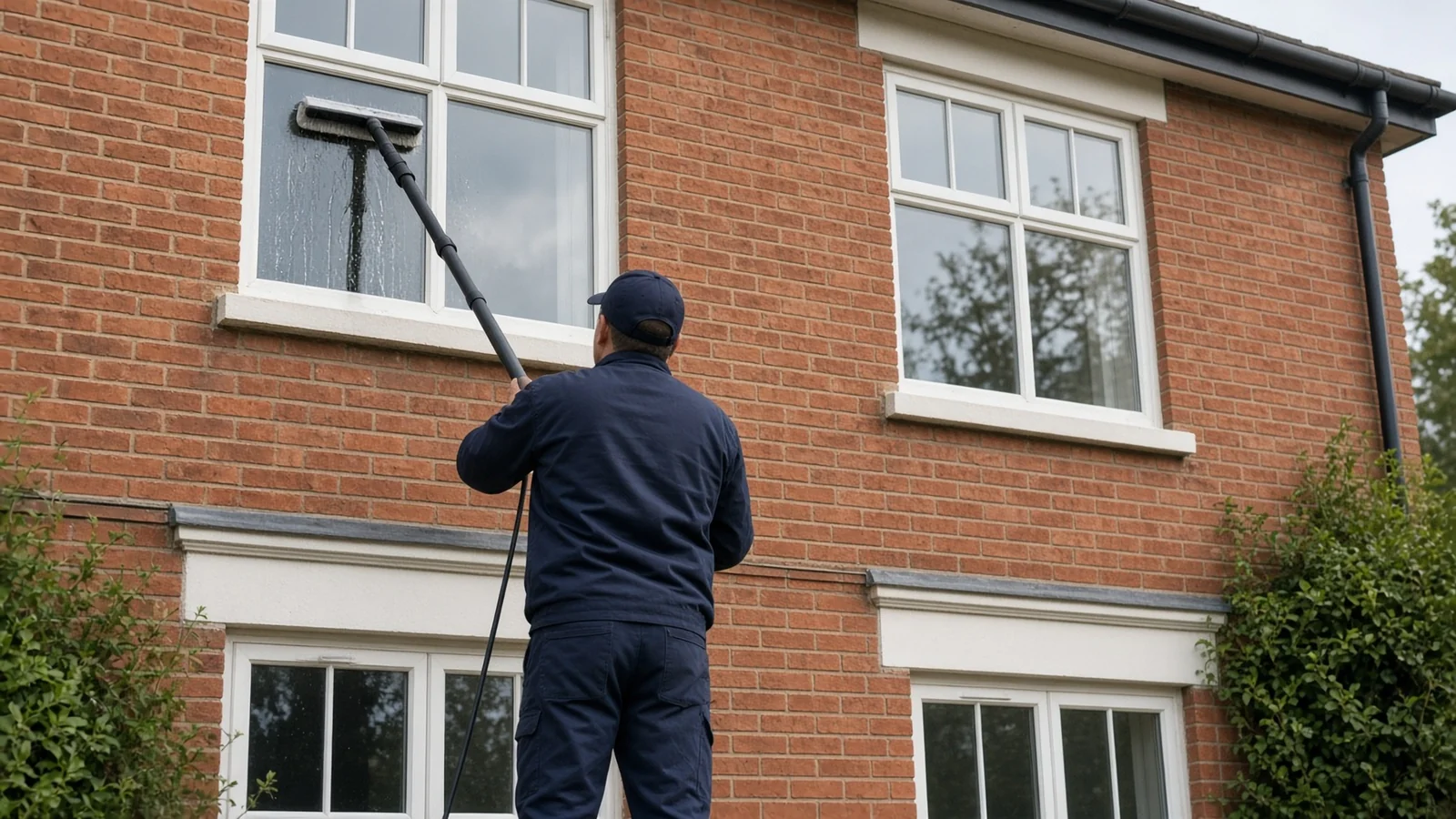 Illustrative sparkling clean house windows after an exterior window clean